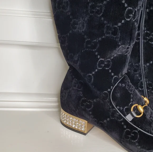 AUTHENTIC GUCCI SUEDE SIGNATURE BOOTS - Picture 4 of 13